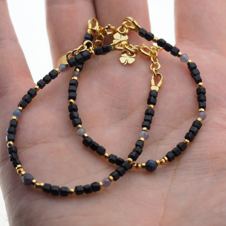 Bransoletka znak zodiaku ryby - mix kamieni i srebro złocone