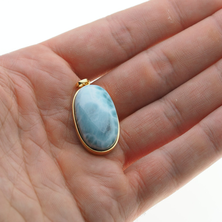 Zawieszka - larimar owalny 27x16mm w srebrze złoconym