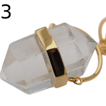 Naszyjnik - Kryształem Górskim sopel w okuciu na łańcuszku złoconym