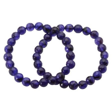 Bransoletka 19 cm - Jadeit fioletowy kulki cięte