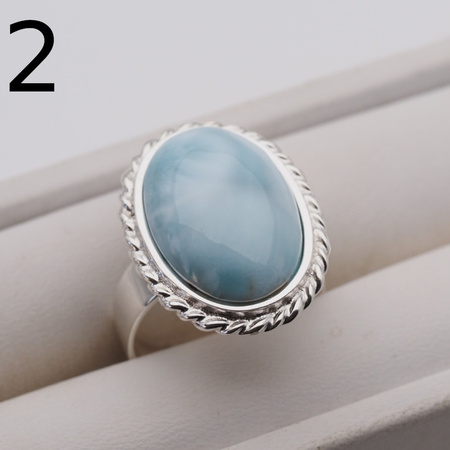 Pierścionek regulowany - owalny Larimar w srebrze