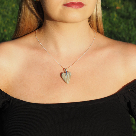 Zawieszka serce - Krzemień Pasiasty i srebro