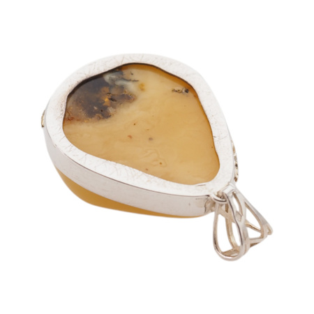 Zawieszka - Bursztyn mleczny łza w srebrze