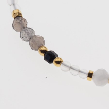 Bransoletka znak zodiaku Koziorożec - mix kamieni i srebro złocone