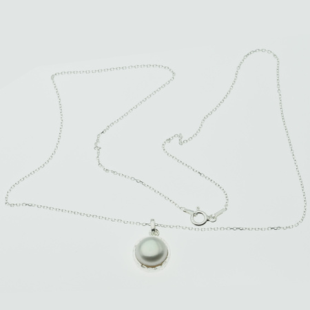 Naszyjnik srebrny - Perła okrągła na łańcuszku