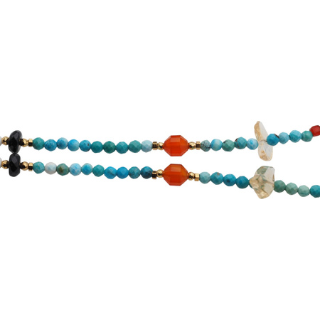 Naszyjnik - turkus, onyks, cytryn, hematyt i srebro złocone