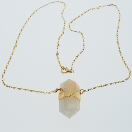 Naszyjnik - Cytryn sopel w okuciu na łańcuszku złoconym