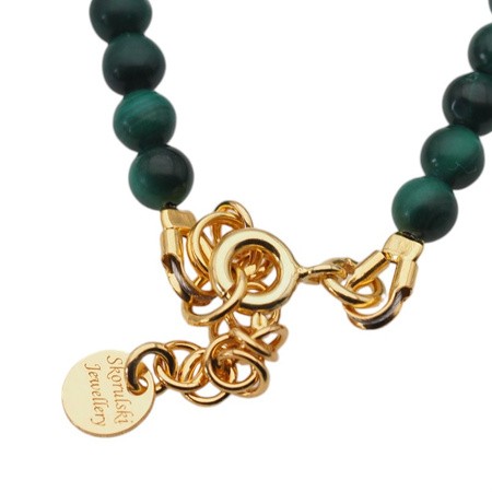 Naszyjnik z blaszką - Malachit i srebro złocone