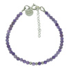 Bransoletka regulowana - Ametyst fasetowane kulki i srebro