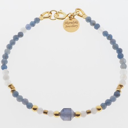 Bransoletka - Kamień Księżycowy, Iolit i srebro złocone