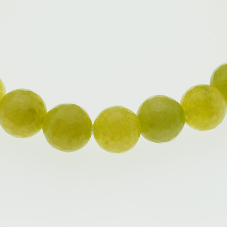 Bransoletka 17,5 cm - cięty Jadeit zielony kulki i srebro złocone