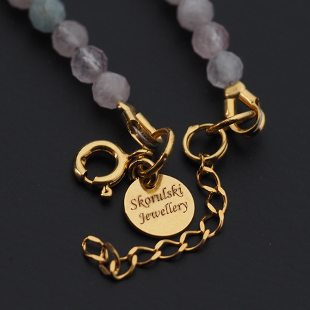 Naszyjnik - Morganit fasetowane kulki i srebro złocone