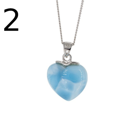 Naszyjnik z zawieszką - larimar serce w srebrze rodowanym