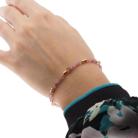 Bransoletka - Kwarc Arbuzowy, Hematyt i srebro złocone