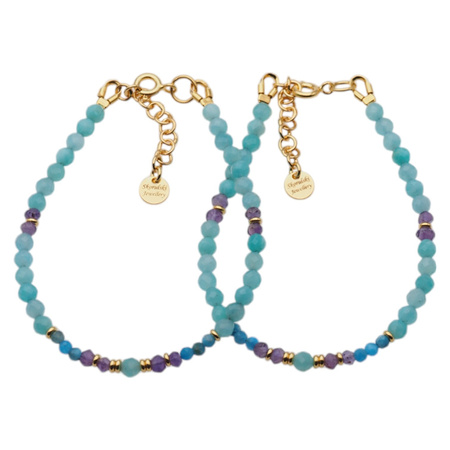 Bransoletka - Apatyt, Amazonit, Ametyst i srebro złocone