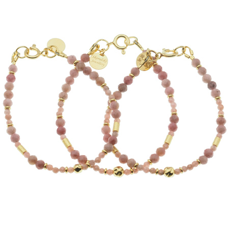 Bransoletka - Rodochrozyt fasetowane kulki i srebro złocone