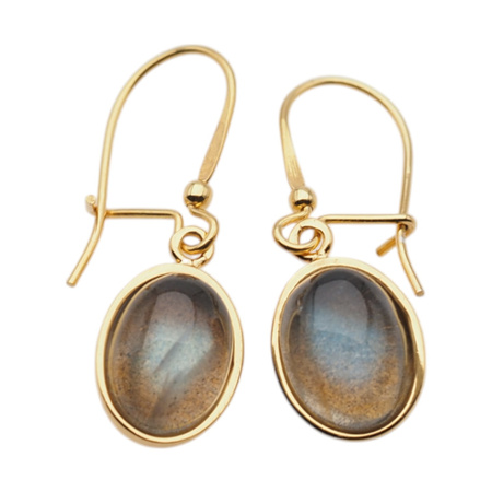 Kolczyki - owalny Labradoryt w srebrze złoconym