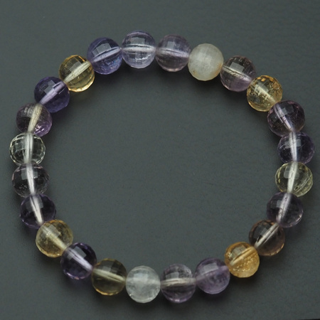 Bransoletka 17,5 cm na gumce - cięty Ametryn kulki 7mm