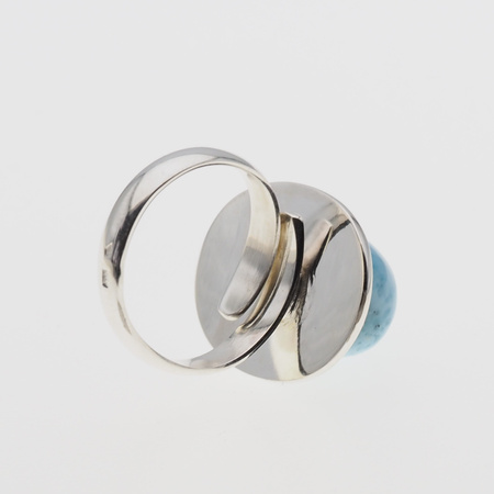 Pierścionek regulowany z owalnym Larimarem w srebrze