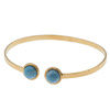 Bransoletka sztywna z okrągłym Larimarem w młotkowanym srebrze złoconym