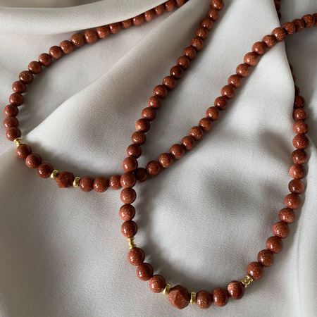 Naszyjnik - Piasek Pustyni kulki i srebro złocone