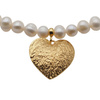 Naszyjnik z sercem młotkowanym - Perły białe i srebro złocone