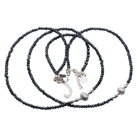 Naszyjnik - Spinel, Perły, Hematyt i srebro