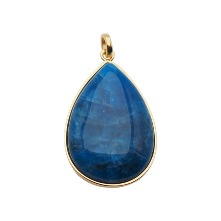 Zawieszka - Apatyt łza 28x19 mm w srebrze złoconym