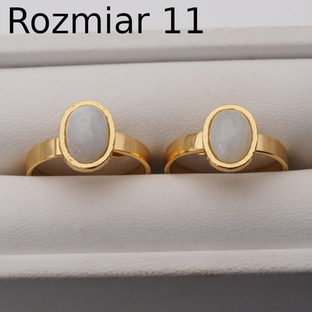 Pierścionek regulowany - Kamień Księżycowy owal i srebro złocone