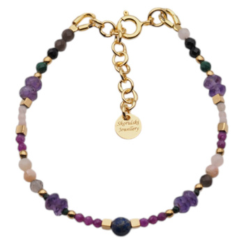 Bransoletka znak zodiaku skorpion - mix kamieni i srebro złocone