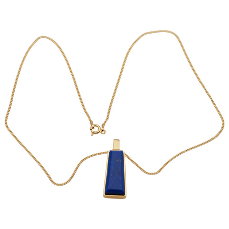 Naszyjnik srebrny złocony - Lapisem Lazuli trapez