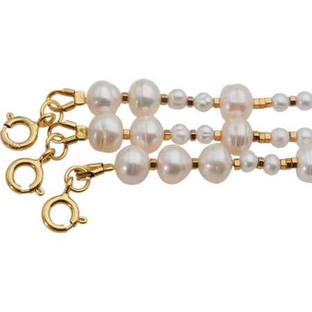 Naszyjnik - Białe, granatowe Perły hodowane i srebro złocone