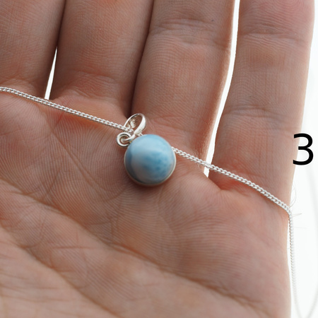 Naszyjnik - larimar okrągły 10 mm w srebrze
