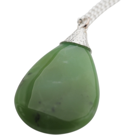 Naszyjnik srebrny z Chryzoprazem w kształcie łzy