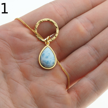 Naszyjnik z zawieszką - Larimar i srebro złocone