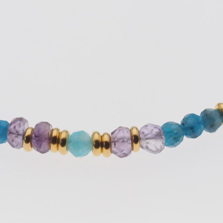 Bransoletka - Amazonit, Ametyst, Apatyt i srebro złocone