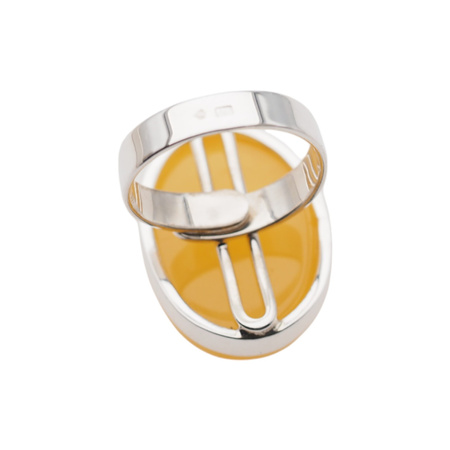 Pierścionek- Mleczny Bursztyn owalny w srebrze