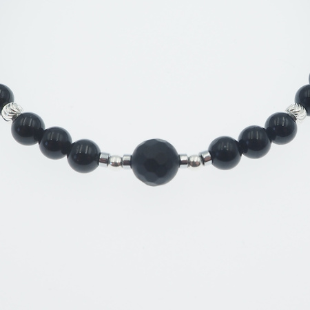 Bransoletka - Turmalin czarny, Onyks i srebro