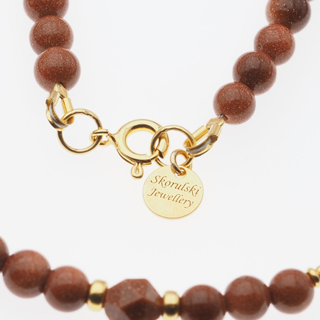 Naszyjnik - Piasek Pustyni kulki i srebro złocone