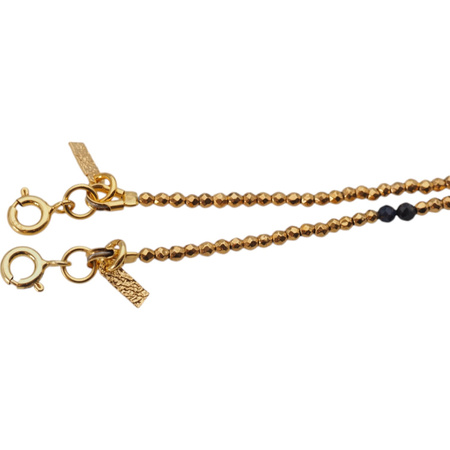 Bransoletka urodzeniowa wrzesień - szafir, złoty hematyt i srebro złocone