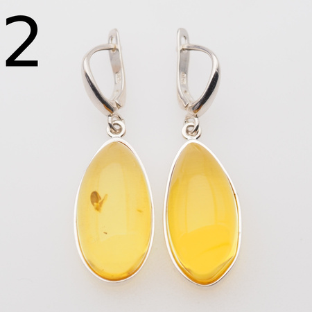 Kolczyki - transparentny Bursztyn i srebro