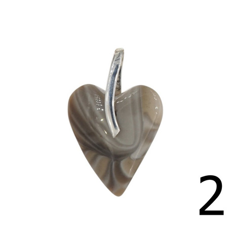 Zawieszka serce - Krzemień Pasiasty i srebro