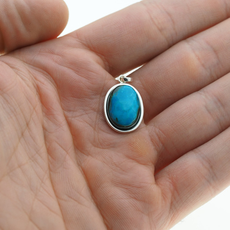 Zawieszka - Malachit z Turkusem owal w srebrze