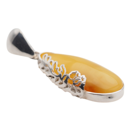 Zawieszka - Bursztyn mleczny w srebrze