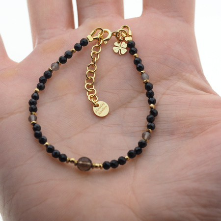 Bransoletka znak zodiaku Koziorożec - mix kamieni i srebro złocone