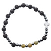 Bransoletka różaniec na gumce - Lawa Wulkaniczna, zielonego Granat, hematyt