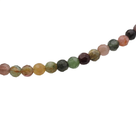 Naszyjnik regulowany - Turmalin kolorowy fasetowane kulki i srebro złocone