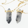 Naszyjnik - Kwarc Rutylowy sopel w okuciu srebrnym, złoconym na łańcuszku