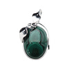 Zawieszka z owalnym malachitem w srebrze oksydowanym