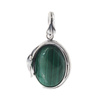 Zawieszka z owalnym malachitem w srebrze oksydowanym